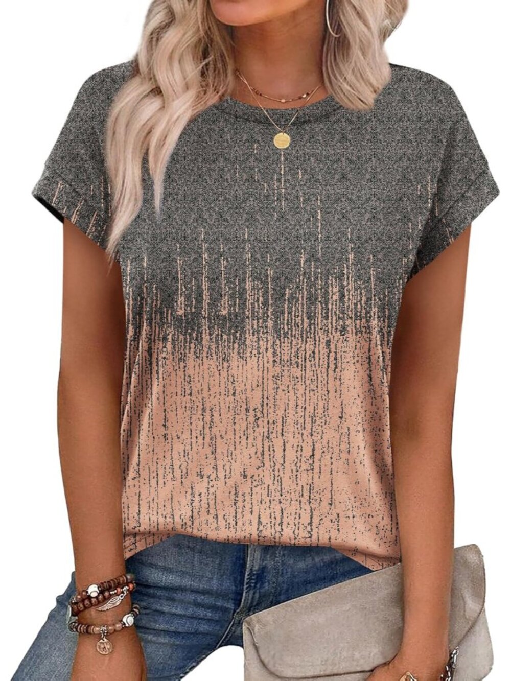 Womens Summer Tops Short Sleeve Shirts Crew Neck Cute Trendy Tunic Blouses S-3XL